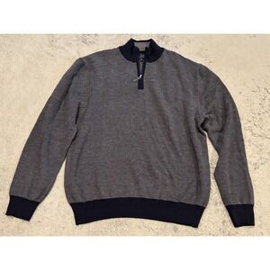 Scott Barber Sweater Mens XL Navy Blue Merino Wool Long Sleeve Pullover